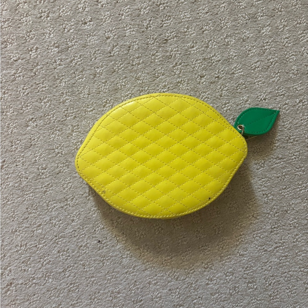 Yellow Quilted Lemon-Shaped Pouch